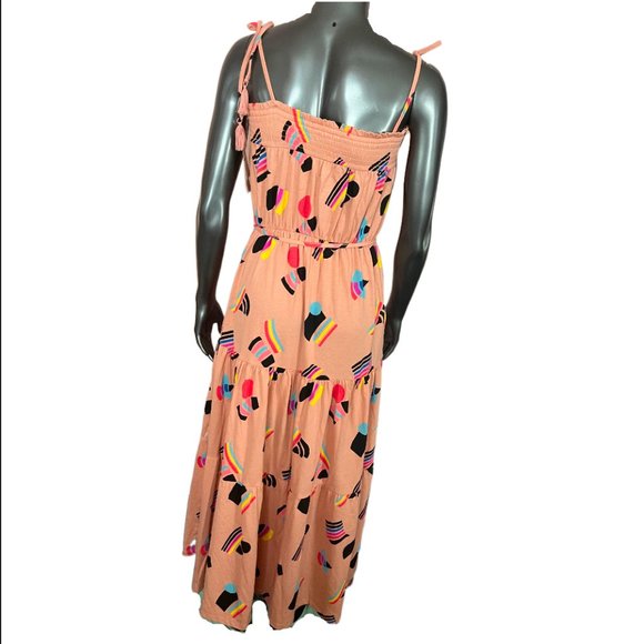 NWT Peachy Pink Geometric Pride Abstract Flags Print Flowy Maxi Dress - Picture 3 of 10